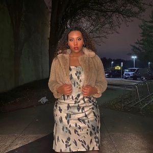 Size 16 slip dress Cream colored cheetah print